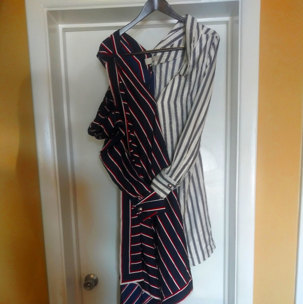 Monse designer two toned striped combo blue/white